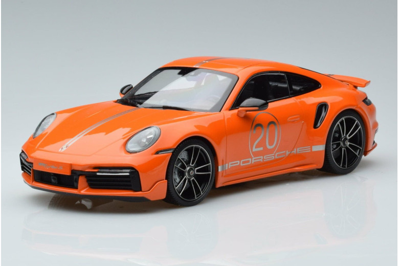 155069171  Porsche 911 992 Turbo S China 20th Anniversary Orange Minichamps 1/18