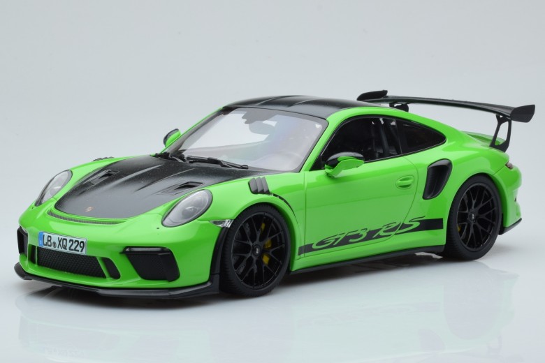 Porsche 911 991.2 GT3 RS Green Weissach Package Wording Black Magnesium Wheels Minichamps 1/18