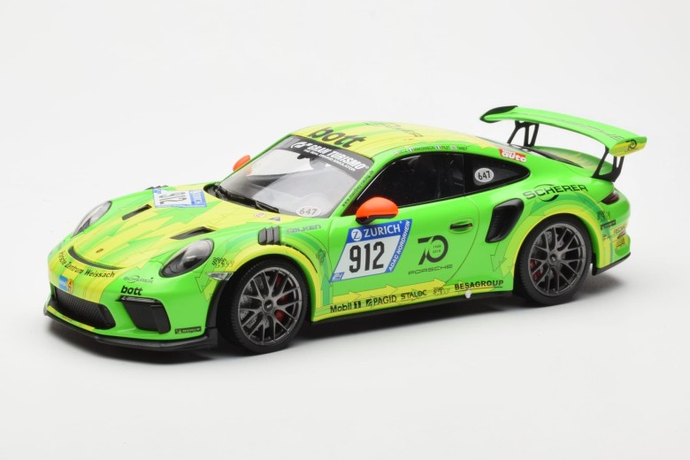 155068228  Porsche 911 991.2 GT3 RS n912 Demonstration run 2019 Green Replacement Box Minichamps 1/18