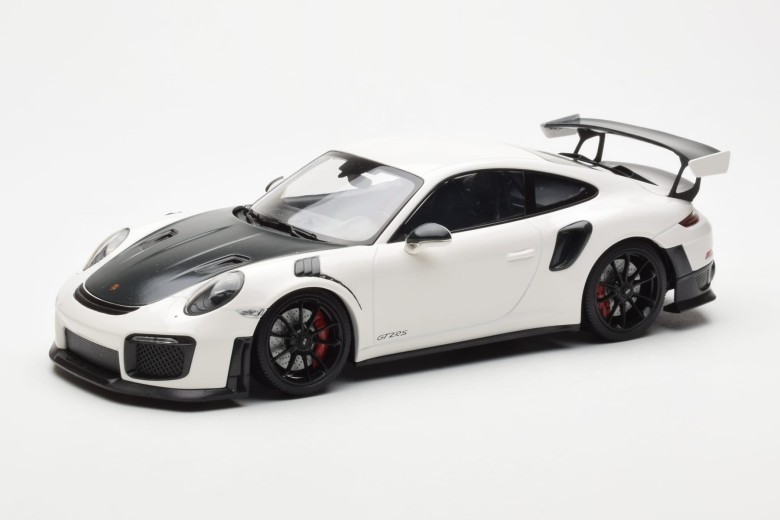 155068301  Porsche 911 991.2 GT2 RS White With Black Wheels Black Hood Replacement Box Minichamps 1/18