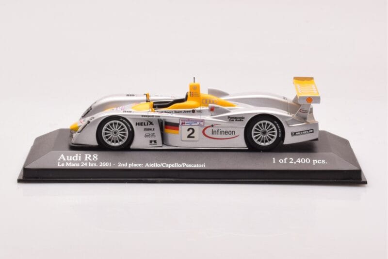 Audi R8 Infineon #2 L. Aiello / R. Capello / Pescatori 2nd Place 24 Hours of Le Mans 2001 Minichamps 1:43 400011202 Diecast