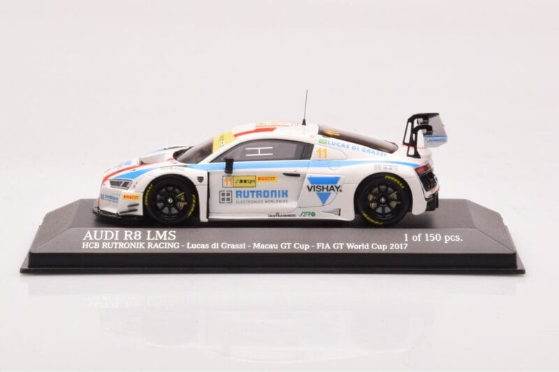 Audi R8 LMS #11 HCB Rutronik Racing L. di Grassi FIA GT World Cup Macau 2016 Minichamps 1:43 437171711 Diecast