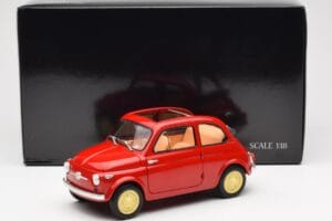 Fiat Nuova 500 Coral Red Kyosho 1:18 08966R Diecast - image 8 of 8