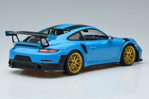 Porsche 911 991.2 GT3 RS Weissach Package Miami Blue Gold Wheels Minichamps 1:18 153068310 Diecast - image 2 of 6