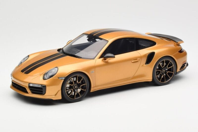Porsche 911 991.2 Turbo S Exclusive Gold GT Spirit 1:18 GT444 Resin