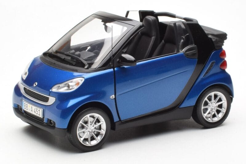 Smart Fortwo 451 Cabrio Blue & Black Minichamps 1:18 150036330 Diecast
