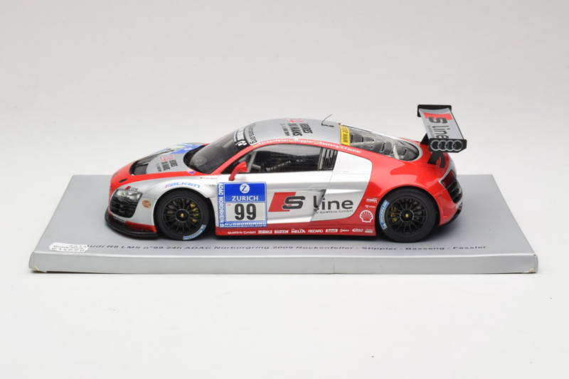 Audi R8 LMS #99 F. Biela / P. Kaffer / M. Fässler / M. Hennerici Phoenix Racing 24 Hours Nürburgring 2009 Spark 1:18 Audi R8 LMS #99 F. Biela / P. Kaffer / M. Fässler / M. Hennerici Phoenix Racing 24 Hours Nürburgring 2009 Spark 1:18 18S041 R