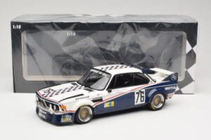 BMW 3.0 CSL E9 Garage Du Bac #76 P. Depnic / H. Coulon 24 Hours of Le Mans 1977 Minichamps 1:18 155772576 Diecast - image 6 of 6