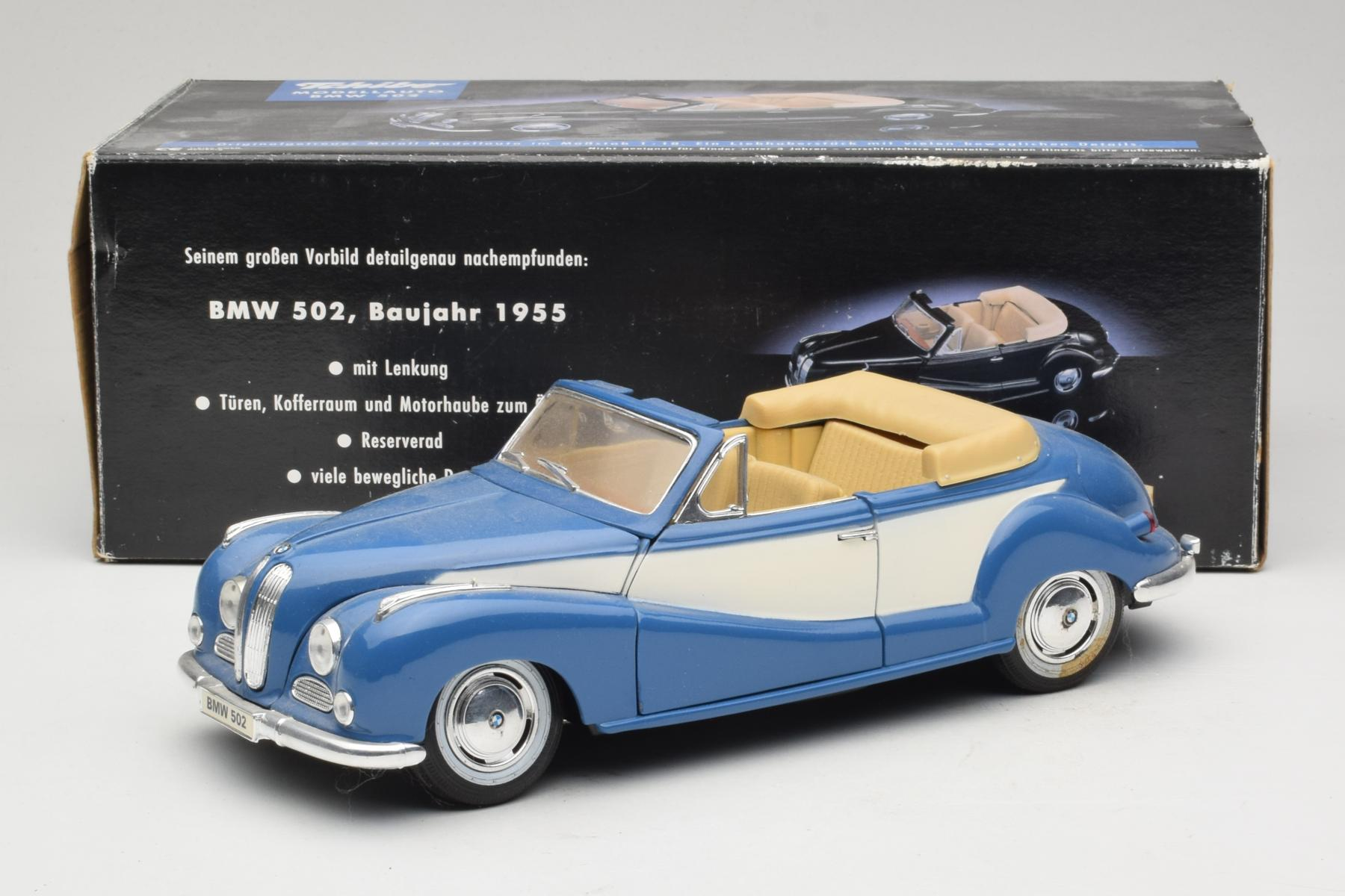 BMW 502 Cabriolet 1:18 Diecast Blue Postwar