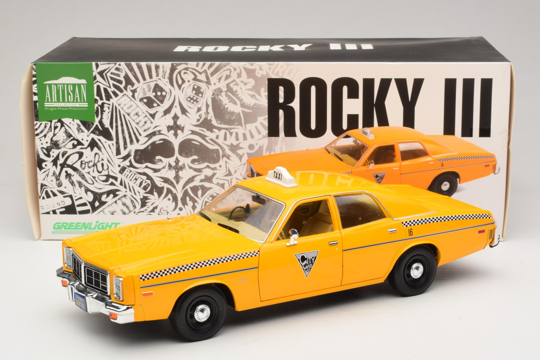 ミニカー ROCKY III DODGE MONACO 1/18 MOVIE TAXI GreenLight Dodge Monaco Taxi Rocky III 1:18