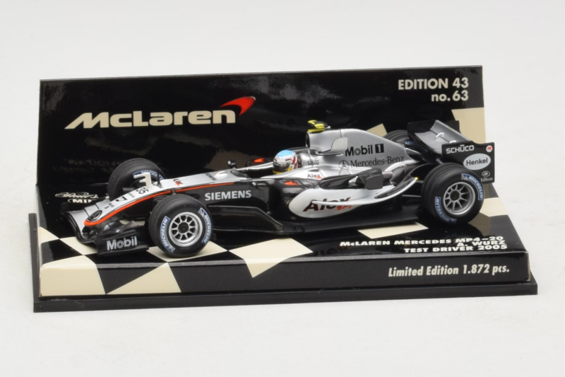 McLaren MP4-20 Mercedes A. Wurz F1 2005 Minichamps 1:43 530054355 Diecast