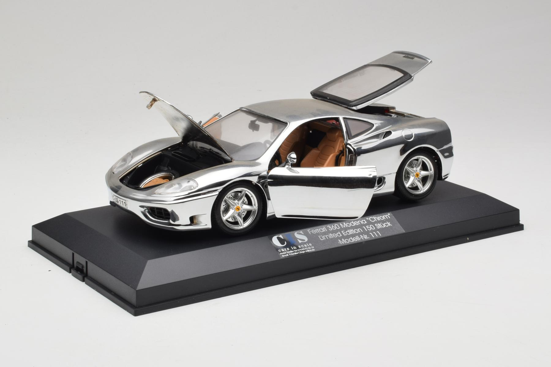 Ferrari 360 Modena 1:18 Chrome Silver Diecast Model