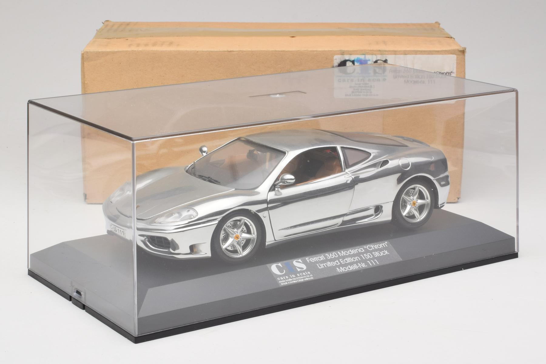 Ferrari 360 Modena 1:18 Chrome Silver Diecast Model