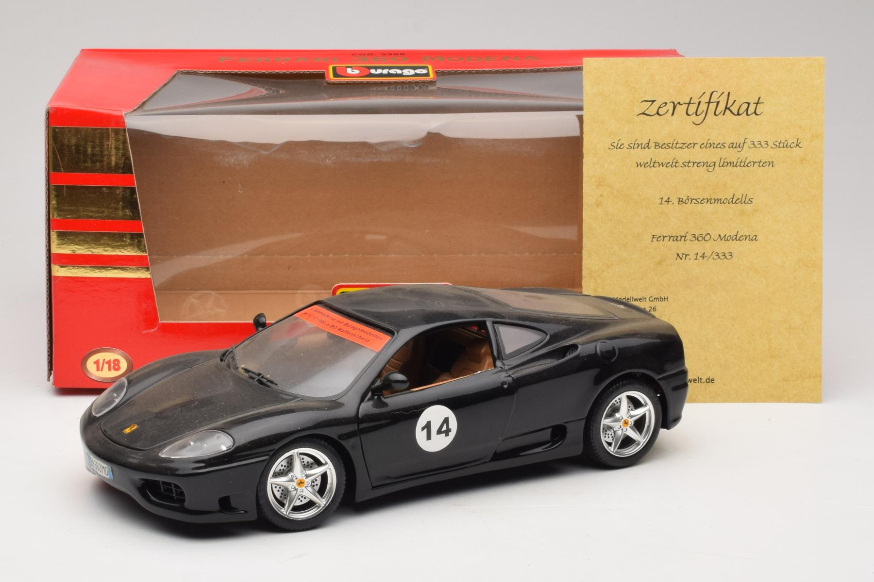 Bburago Ferrari 360 Modena 1:18 Black Diecast Model