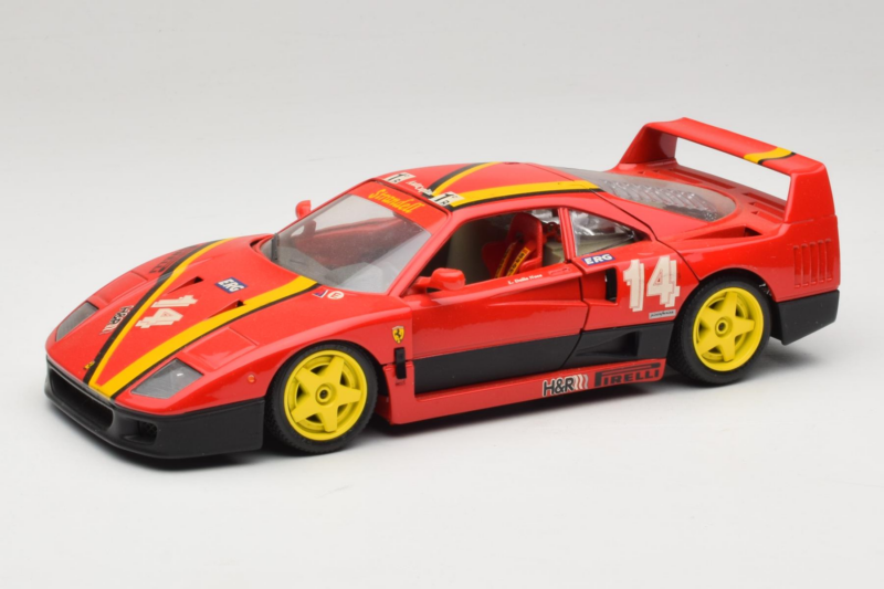 Ferrari F40 Evoluzione #14 L. Dalla Noce H&R Red with Yellow Wheels 1992 Bburago 1:18 3042-H1 Diecast