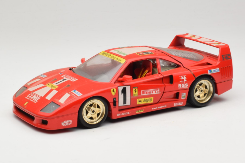 Ferrari F40 Evoluzione #1 Pirelli Agip Red with Gold Wheels 1992 Bburago 1:18 3042-P2 Diecast