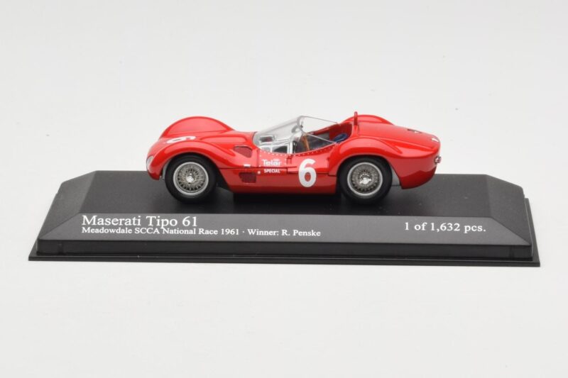 Maserati Tipo 61 #6 R. Penske SCCA National Race Meadowdale 1961 Minichamps 1:43 Maserati Tipo 61 #6 R. Penske SCCA National Race Meadowdale 1961 Minichamps 1:43 400611206 Diecast