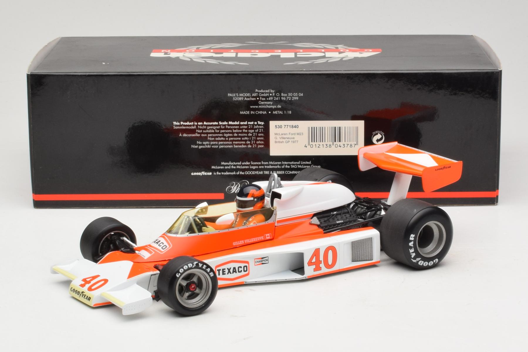 Minichamps McLaren M23 1:18 Villeneuve 1977 F1 Diecast