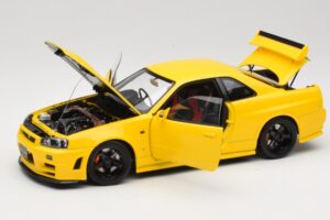 Nissan Skyline GT-R R34 Customized Version Yellow MotorHelix 1:18 M83412 Diecast - image 2 of 8