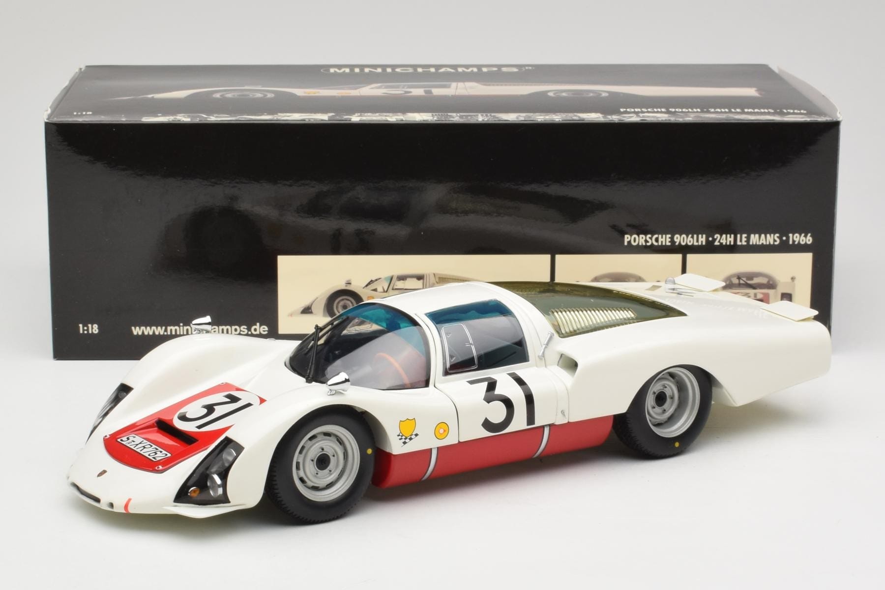 希少ミニチャンプス　ポルシェ９０６ロングボディー　１９６６ル・マン仕様　１／１８ Porsche 906 LH #31 Le Mans 1966 1:18 Minichamps