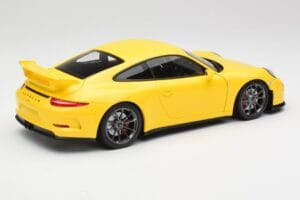 Porsche 911 991 GT3 Racing Yellow & Silver Wheels Minichamps 1:18 110062722 Diecast - image 3 of 8