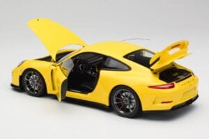 Porsche 911 991 GT3 Racing Yellow & Silver Wheels Minichamps 1:18 110062722 Diecast - image 5 of 8