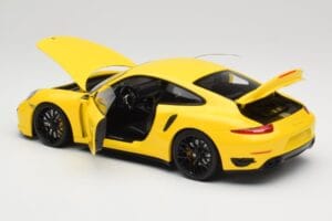 Porsche 911 991 Turbo S Yellow With Black Wheels Minichamps 1:18 110062321 Diecast - image 5 of 8