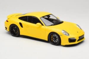 Porsche 911 991 Turbo S Yellow With Black Wheels Minichamps 1:18 110062321 Diecast - image 6 of 8
