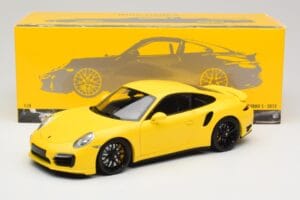 Porsche 911 991 Turbo S Yellow With Black Wheels Minichamps 1:18 110062321 Diecast - image 8 of 8