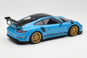 Porsche 911 991.2 GT3 RS Weissach Package Shark Blue Wording Golden Magnesium Wheels Minichamps 1:18 153068237 Diecast - image 2 of 6