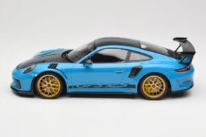 Porsche 911 991.2 GT3 RS Weissach Package Shark Blue Wording Golden Magnesium Wheels Minichamps 1:18 153068237 Diecast - image 3 of 6