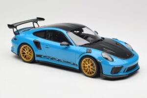 Porsche 911 991.2 GT3 RS Weissach Package Shark Blue Wording Golden Magnesium Wheels Minichamps 1:18 153068237 Diecast - image 4 of 6
