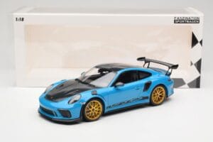 Porsche 911 991.2 GT3 RS Weissach Package Shark Blue Wording Golden Magnesium Wheels Minichamps 1:18 153068237 Diecast - image 6 of 6