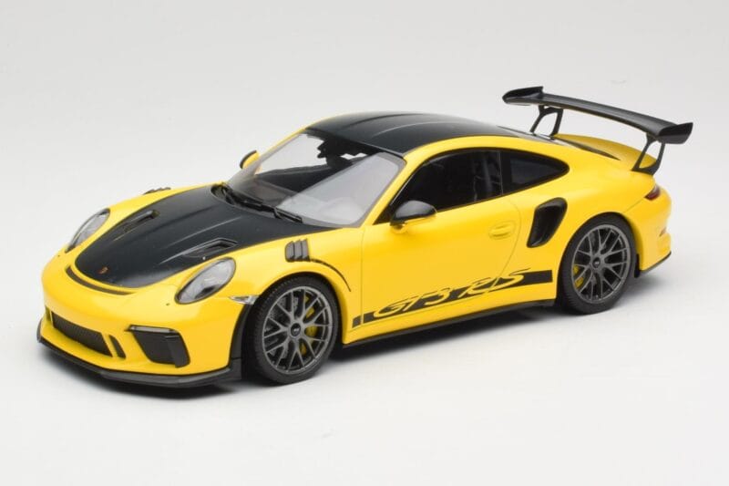 Porsche 911 991.2 GT3 RS Yellow Weissach Package Platinum Wheels Minichamps 1:18 155068221 Diecast