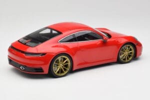 Porsche 911 992 Carrera 4S Guards Red & Gold Wheels Minichamps 1:18 153067328 Diecast - image 2 of 6