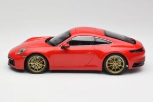 Porsche 911 992 Carrera 4S Guards Red & Gold Wheels Minichamps 1:18 153067328 Diecast - image 3 of 6