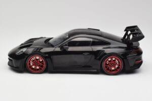 Porsche 911 992 GT3 RS Black & Red Wheels & Black Decor Minichamps 1:18 153062240 Diecast - image 3 of 6