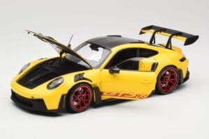 Porsche 911 992 GT3 RS Racing Yellow Weissach Package & Red Wheels Minichamps 1:18 110062025 Diecast - image 2 of 8