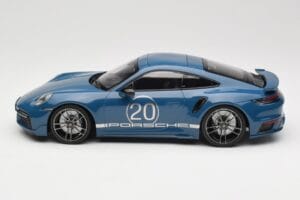 Porsche 911 992 Turbo S Sport Design Package Gentian Blue Metallic Minichamps 1:18 155069170 Diecast - image 3 of 6