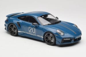 Porsche 911 992 Turbo S Sport Design Package Gentian Blue Metallic Minichamps 1:18 155069170 Diecast - image 4 of 6
