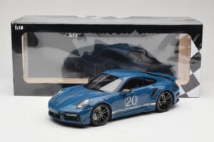Porsche 911 992 Turbo S Sport Design Package Gentian Blue Metallic Minichamps 1:18 155069170 Diecast - image 6 of 6