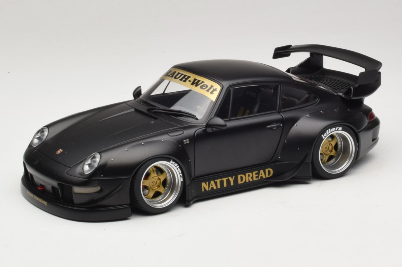 Porsche 911 993 RWB Matt Black With Gold Wheels AUTOart 1:18 78154 Composite