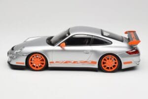 Porsche 911 997.1 GT3 RS Silver with Orange Wheels Minichamps 1:18 155062120 Diecast - image 3 of 6