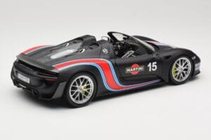 Porsche 918 Spyder Weissach Package Matt Black With Martini Stripes Minichamps 1:18 110062445 Diecast - image 3 of 8