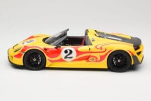 Porsche 918 Spyder Weissach Package Yellow With Stripes Minichamps 1:18 110062446 Diecast - image 4 of 8