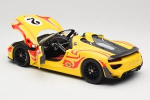 Porsche 918 Spyder Weissach Package Yellow With Stripes Minichamps 1:18 110062446 Diecast - image 5 of 8