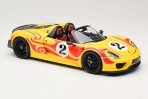 Porsche 918 Spyder Weissach Package Yellow With Stripes Minichamps 1:18 110062446 Diecast - image 6 of 8