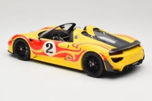 Porsche 918 Spyder Weissach Package Yellow With Stripes Minichamps 1:18 110062446 Diecast - image 7 of 8