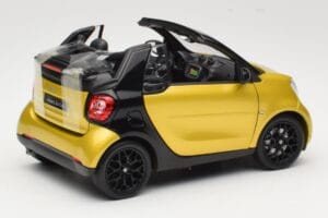 Smart Fortwo 453 Cabrio Black & Yellow Norev 1:18 B66960289 Diecast - image 3 of 8