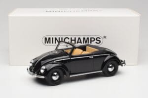 Volkswagen Beetle Type 1 Hebmuller Convertible Black Minichamps 1:18 107054232 Diecast - image 6 of 6